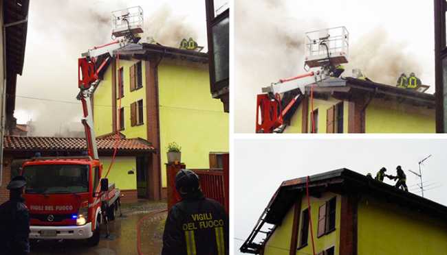 incendio tetto vigili fuoco
